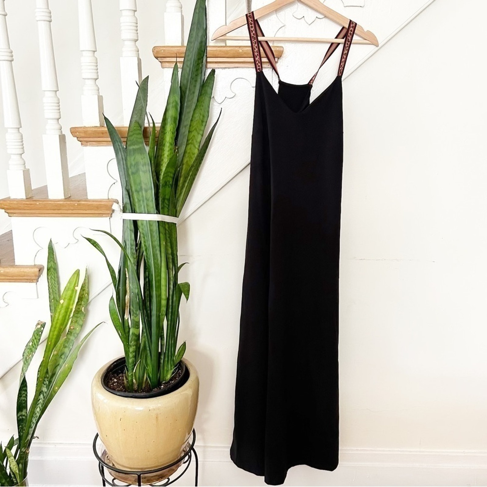 Nwt Saint + Sofia Black Cross Strap Cotton Sunset Midi Dress Size 2 — image 2 of 7